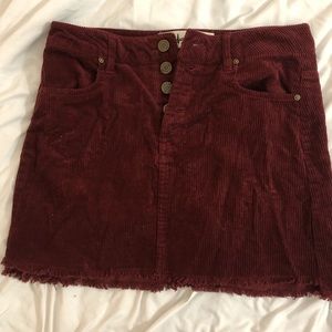 Maroon Corduroy Mini Skirt
